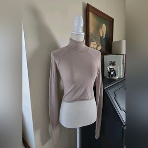 NBD cropped Beige Top Size XS turtleneck With Long Sleeves